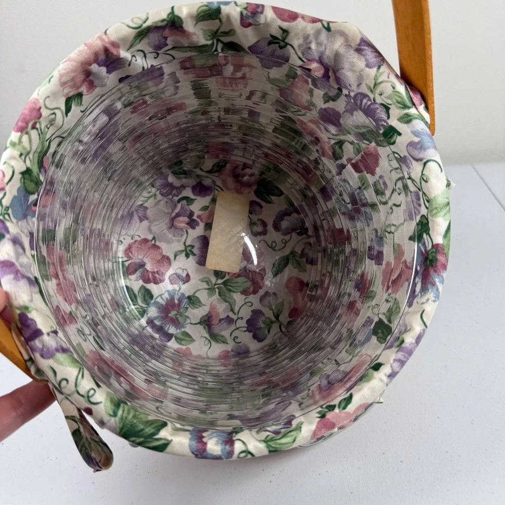 Vintage Longaberger 1996 Sweet Pea Basket Floral Liner Plastic Liner Cottagecore